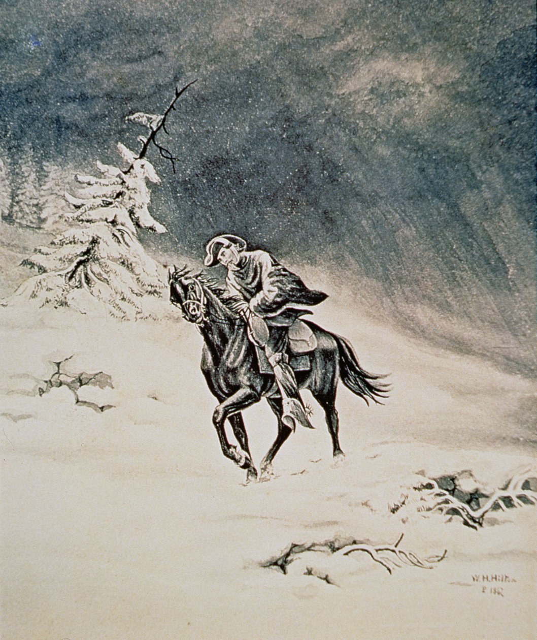 Pony Express Rider v pohoří Sierra Nevada od W.H. Hilton
