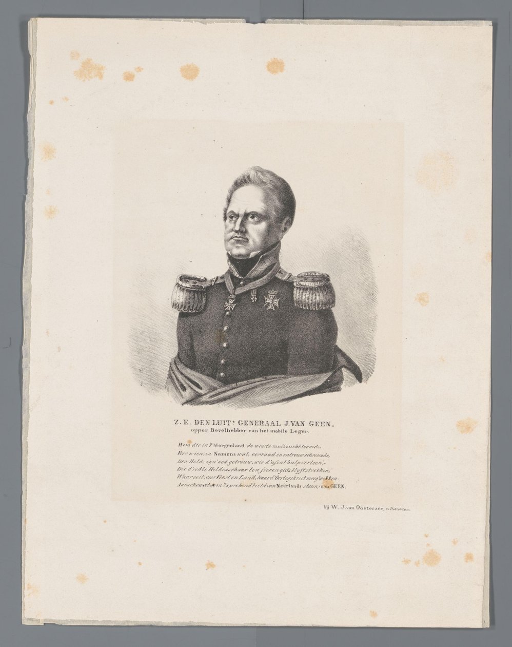 ONY. den Luit Generál J. van Geen, vrchní velitel mobilní armády (titul na předmětu) od W.J. van Oosterzee