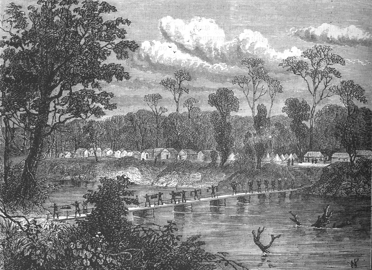 „Pontonový most na Prahu“, c1880 od W.P.