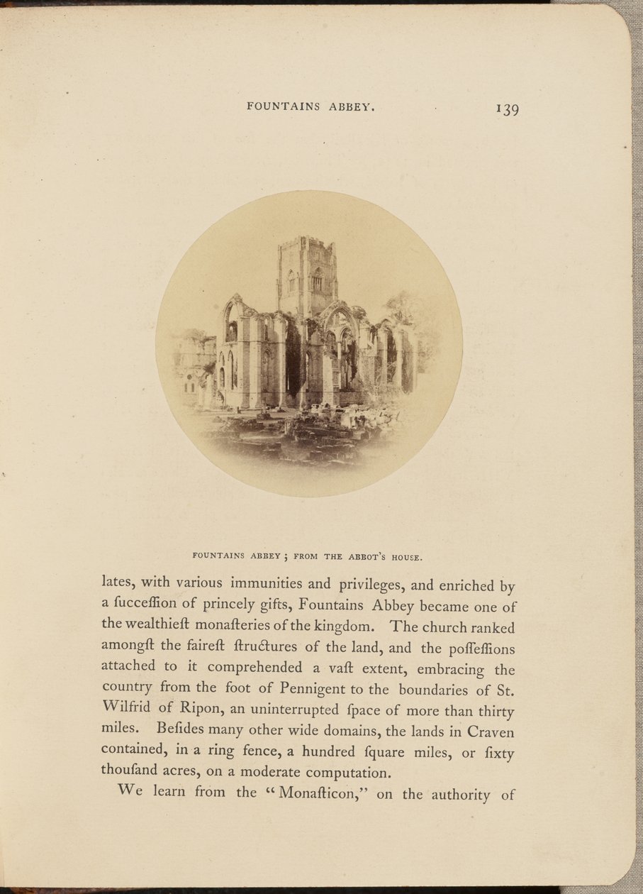 Opatství Fountains Abbey; z opatského domu od W.R. Sedgfield
