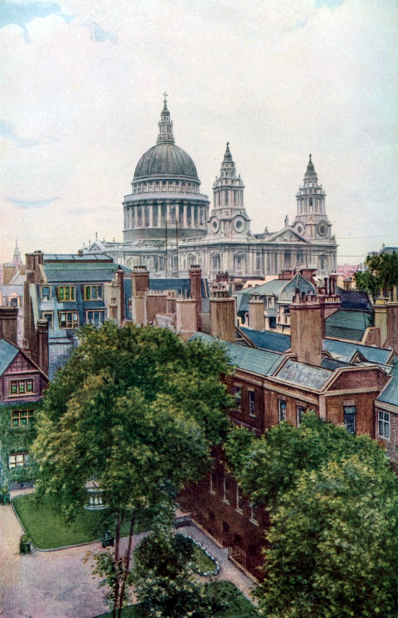 Pohled z Old Bailey směrem ke katedrále St Pauls, Londýn, c1930. od W.S. Campbell