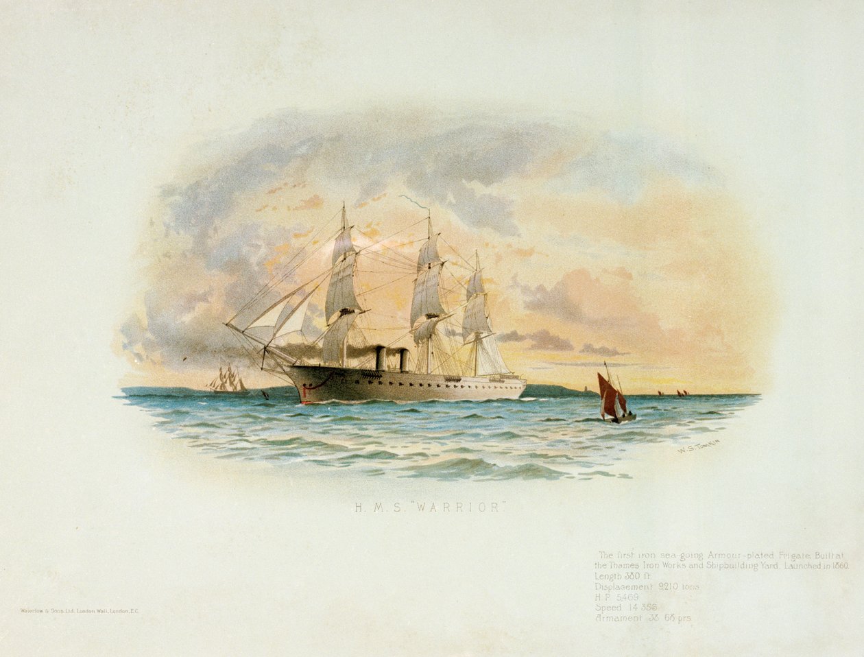 HMS "Warrior" (1860), konec 19. století (kolorovaná litografie) od W.S. Tomkin