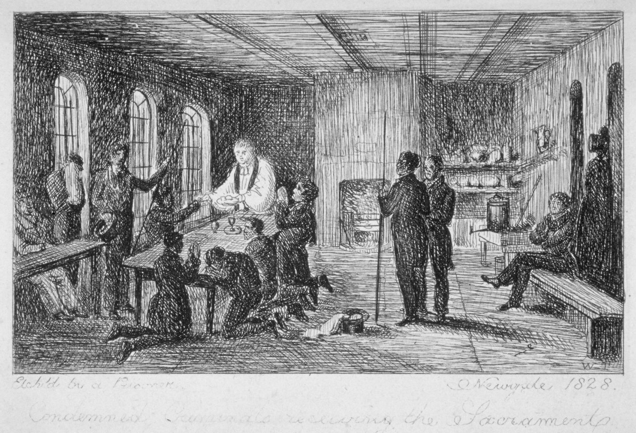 Uvnitř věznice Newgate, Old Bailey, City of London, 1828 od WT
