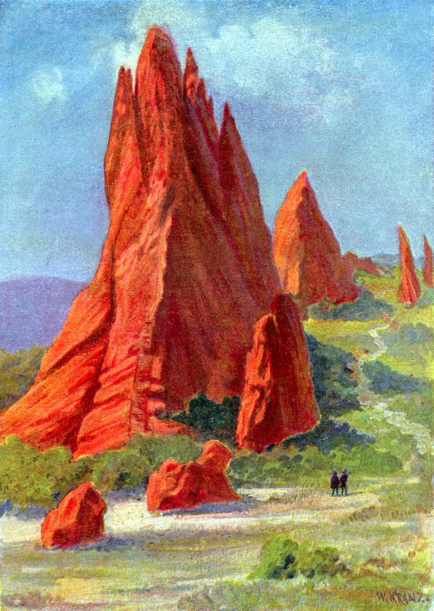 Zahrada bohů v Coloradu, kolem roku 1880 (rytina) od W. (after) Kranz