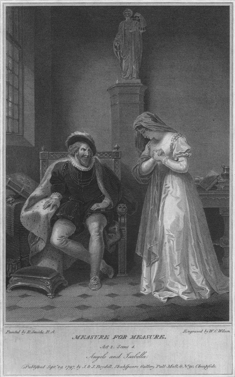 Měřit za měř. 2. dějství. 4. scéna. Angelo a Isabella, 1797. od W. C. Wilson
