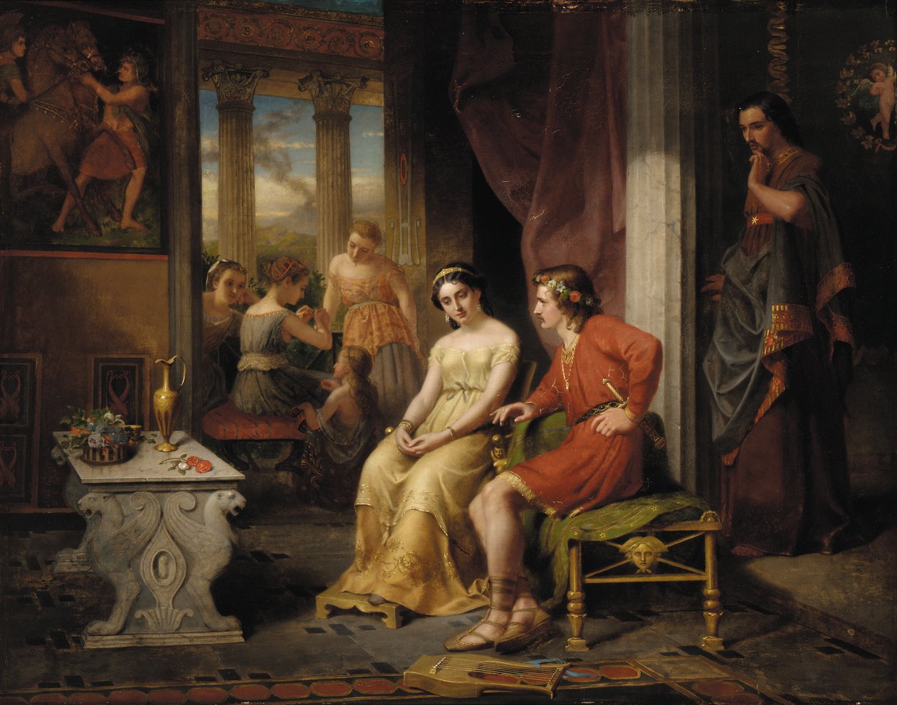 Poslední dny Pompejí: Glaucus a Ione (olej na plátně) od W. Colby