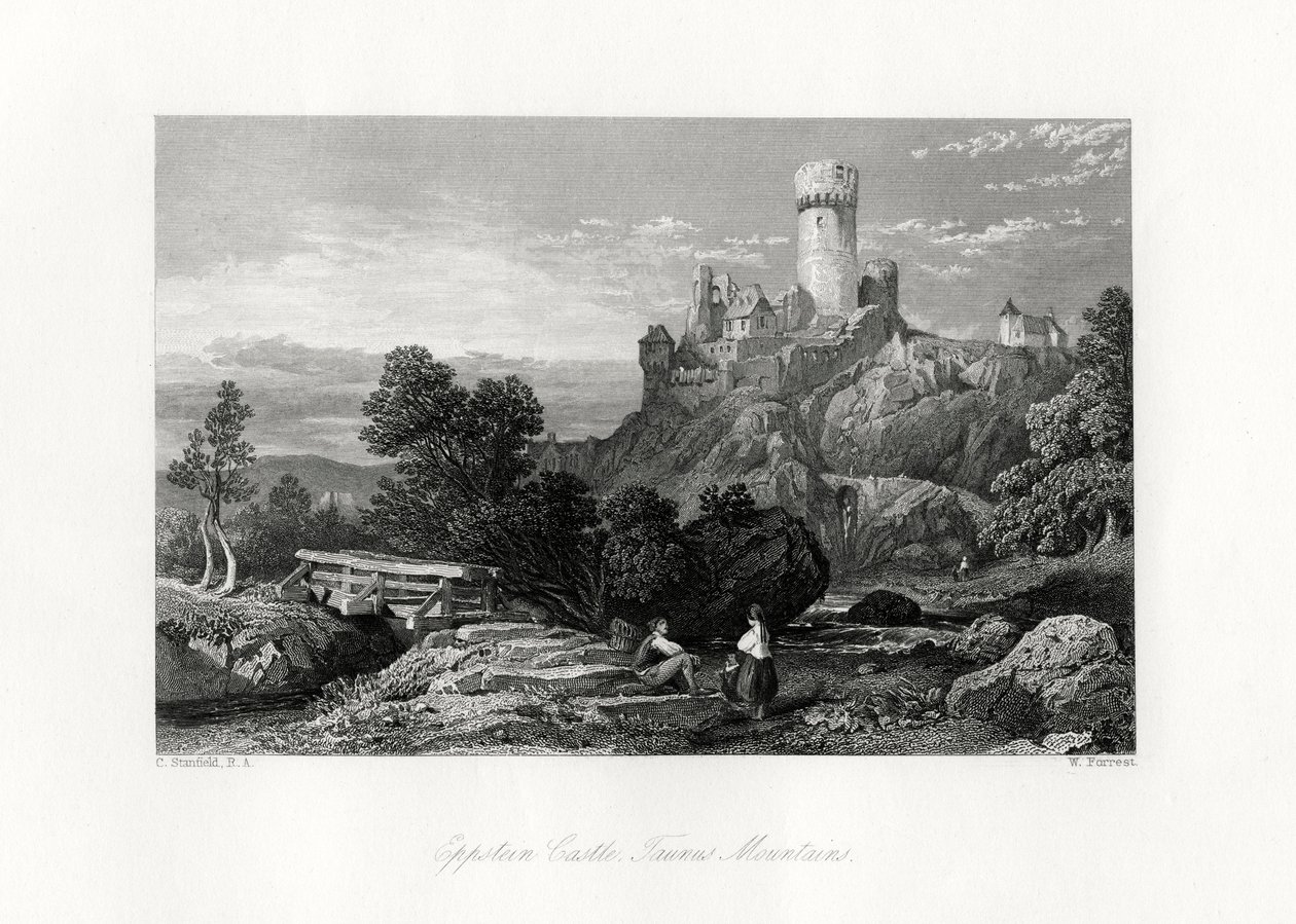 Hrad Eppstein, pohoří Taunus, Německo, 19. století od W. Forrest