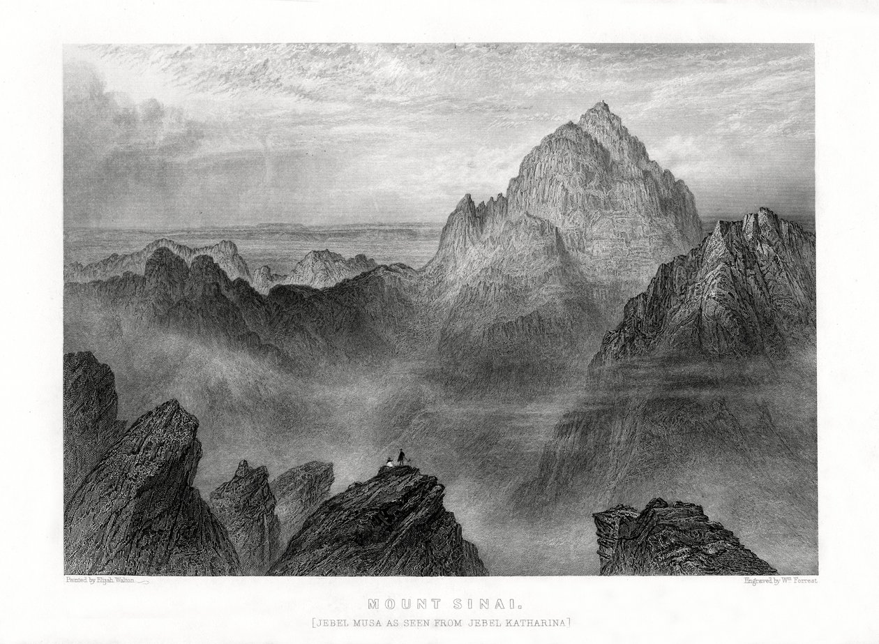 Mount Sinai: Jebel Musa, jak je vidět z Jebel Katharina, 1887. od W. Forrest