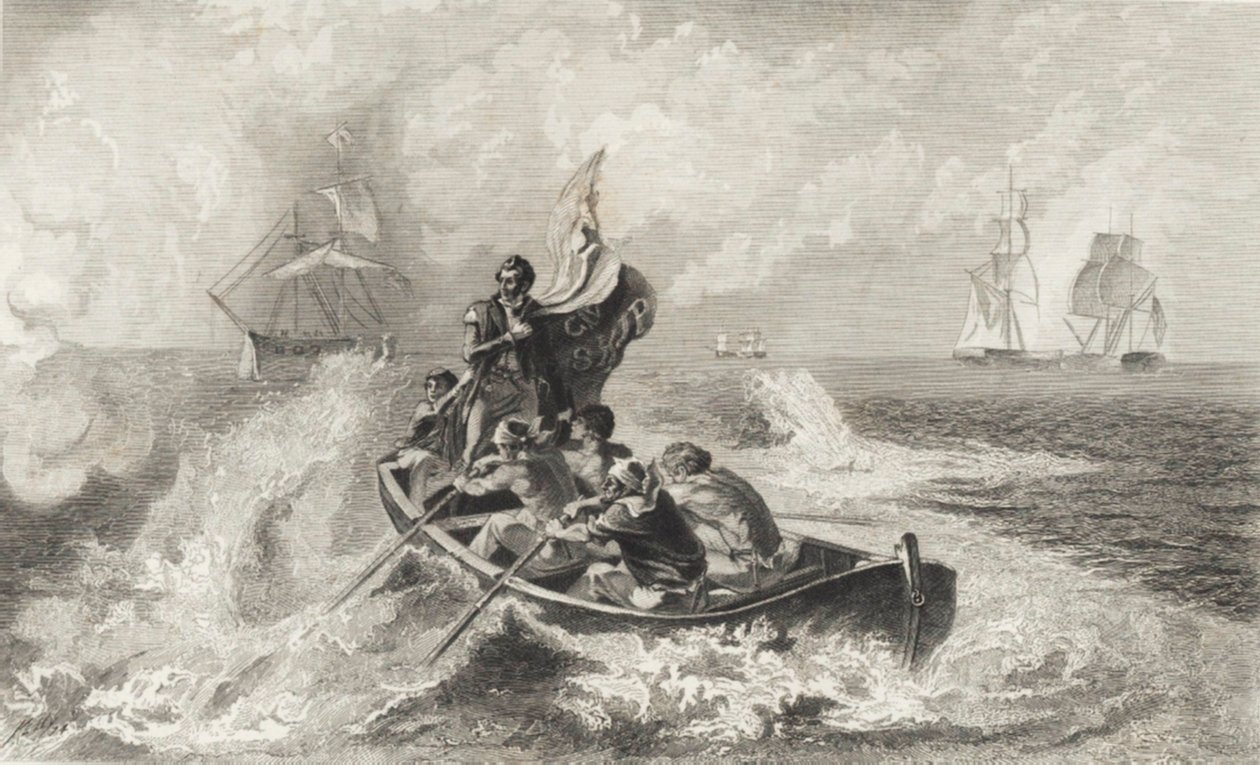 Bitva u jezera Erie (litho) od John Ward Dunsmore