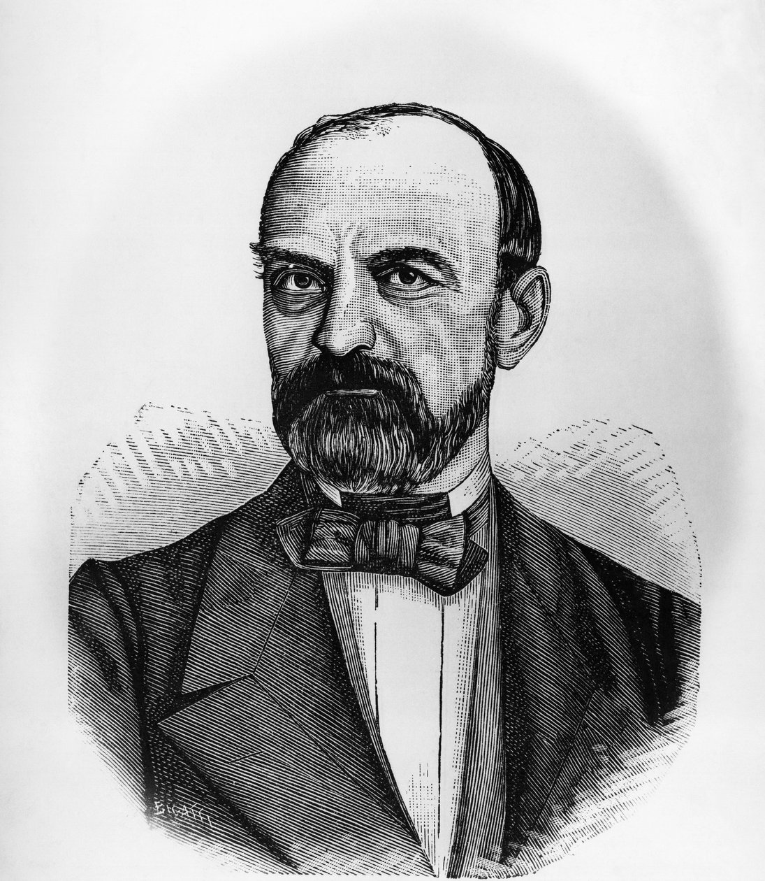 Portrét Giovanniho Lanzy (1810-1882), italského politika, který byl v letech 1869 až 1873 předsedou Rady ministrů Italského království, rytina od John Ward Dunsmore