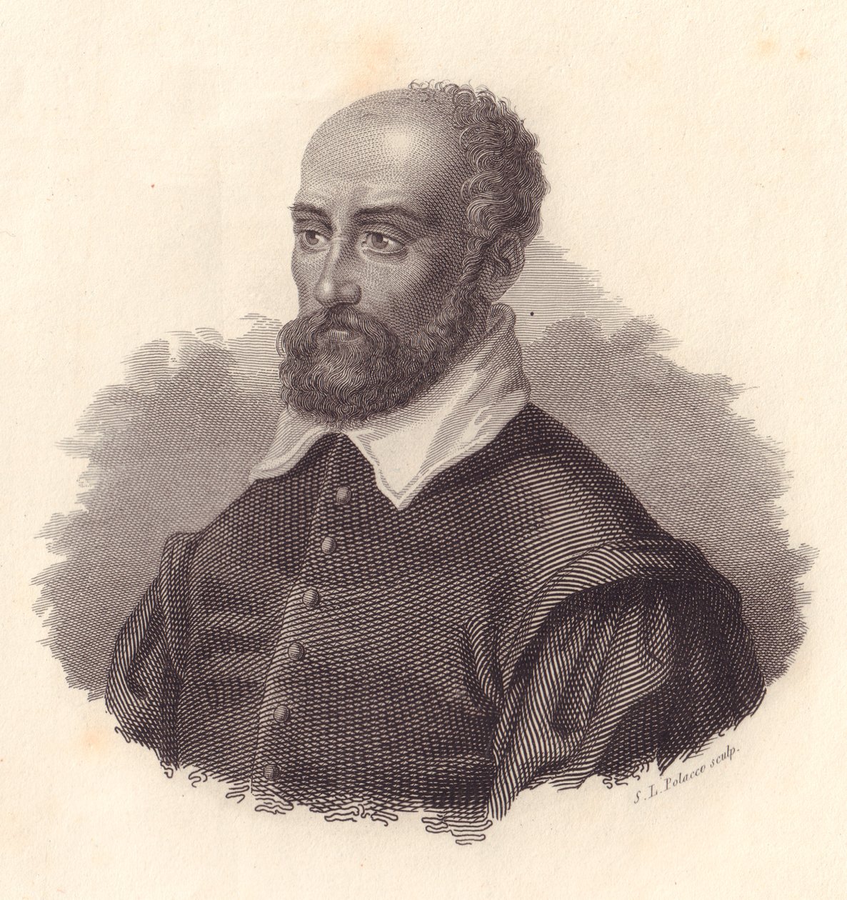 Portrét italského architekta Andrea Palladia, pseudonym Andrea di Pietro (1508-1580), mědirytina od John Ward Dunsmore