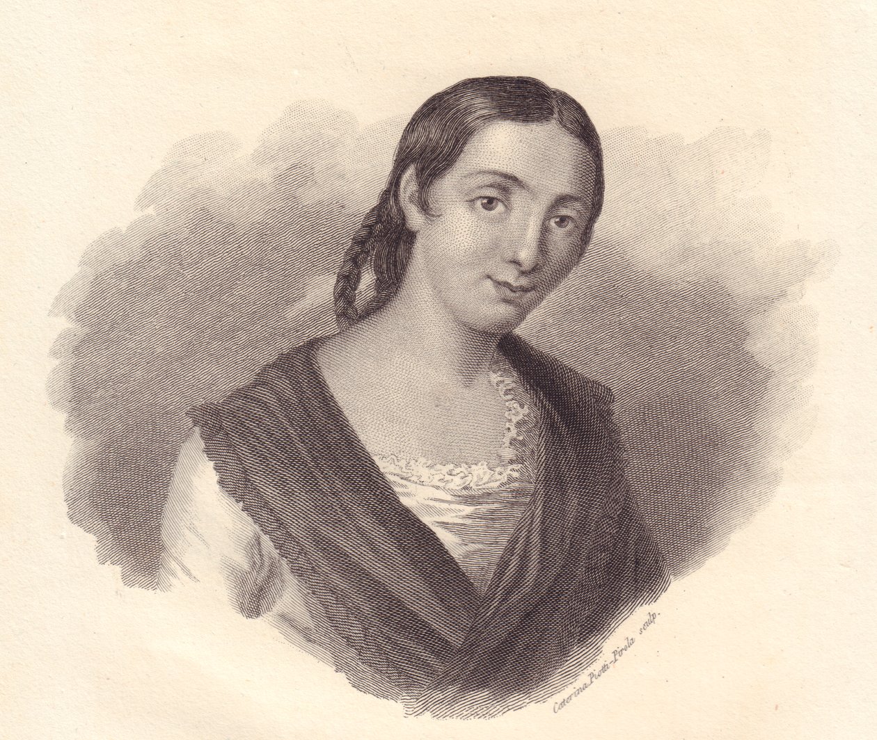 Portrét italské spisovatelky Giustiny Renier Michiel (1755-1832), mědirytina od John Ward Dunsmore