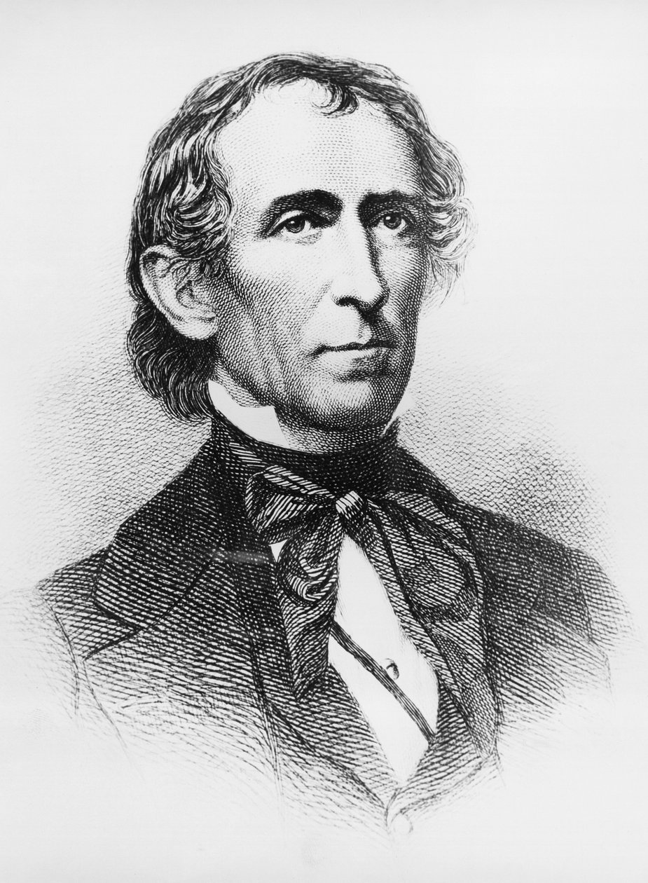 Portrét Johna Tylera (1790-1862), amerického právníka a politika, který sloužil jako 10. prezident Spojených států v letech 1841 až 1845, rytina po daguerrotypii od John Ward Dunsmore