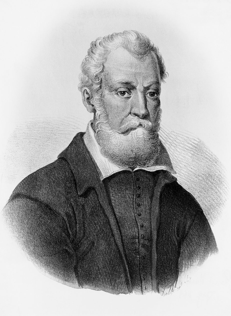 Portrét Luigiho Pulciho (1432-1484), italského básníka, rytina od John Ward Dunsmore