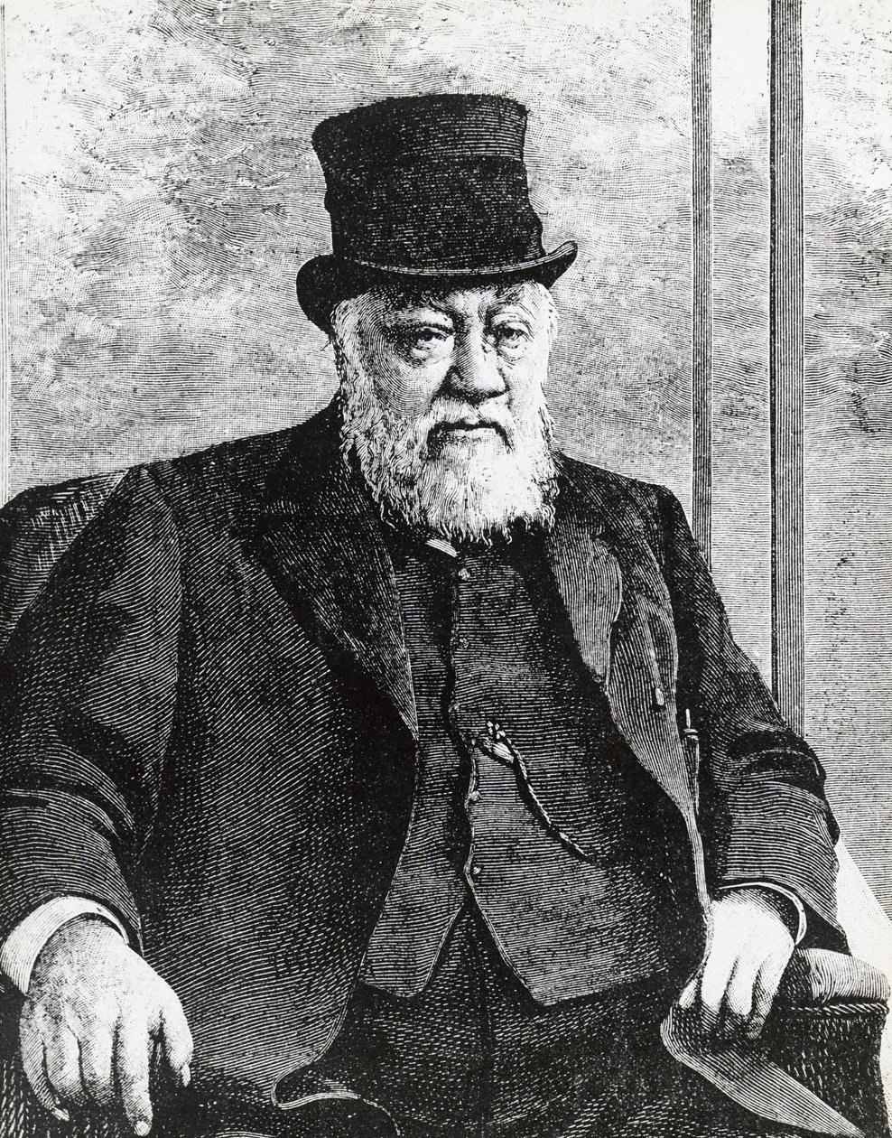 Portrét Stephanus Johannes Paulus Kruger (1825-1904), prezident Jihoafrické republiky (nebo Transvaal), vedl búrskou válku proti Angličanům, rytina od John Ward Dunsmore