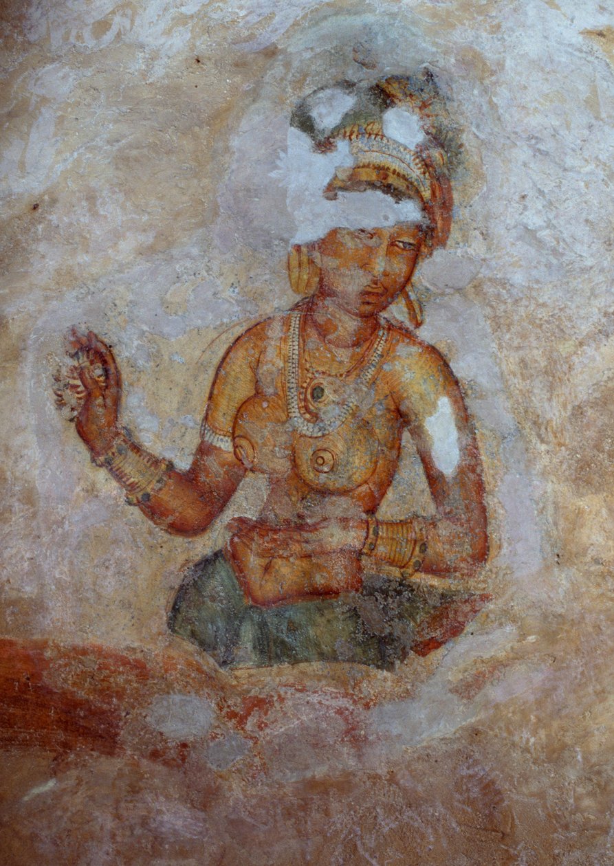 Srí Lanka, Freska dívek v archeologickém komplexu Sigiriya (Seznam světového dědictví UNESCO od John Ward Dunsmore