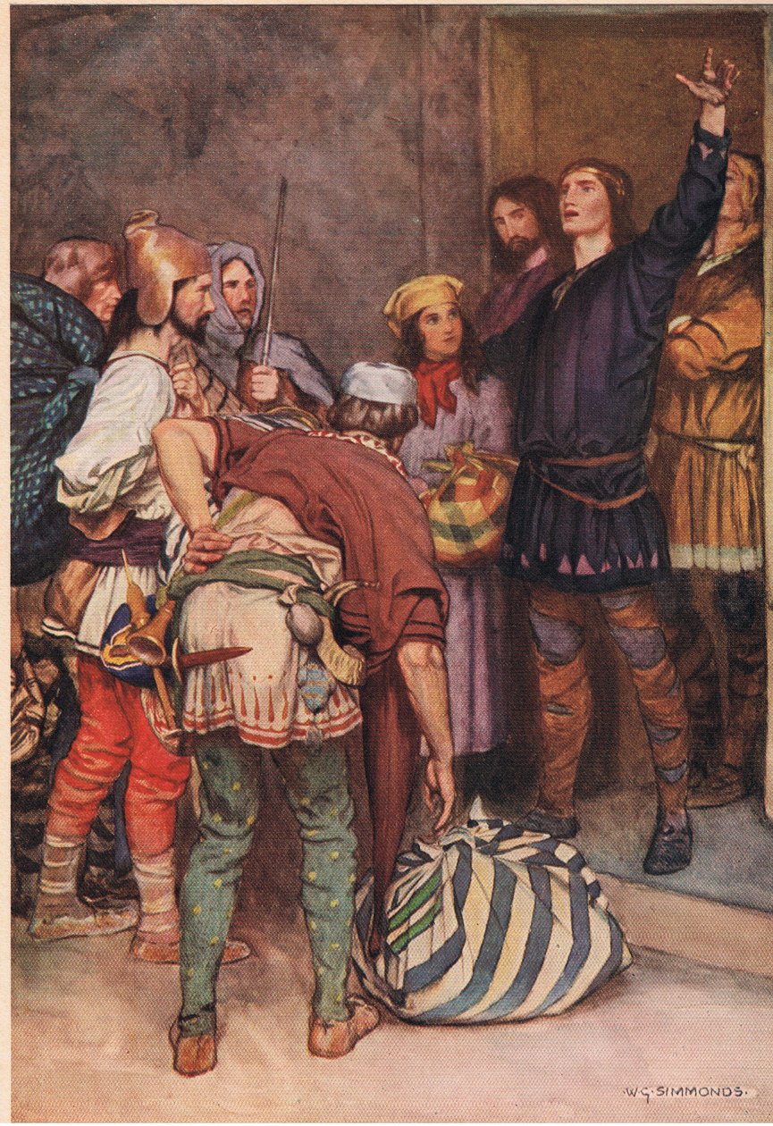 Hamlet vítá cestující hráče do Elsinore, z 