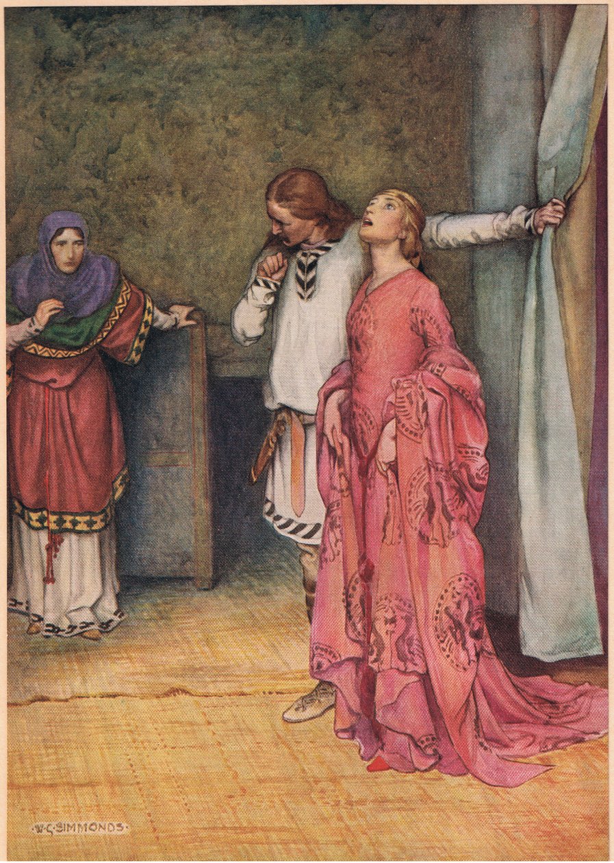 Šílenství Ofélie, z „Hamleta“ od Williama Shakespeara, vydání vydané nakladatelstvím Hodder und Stoughton v roce 1915 od W. G. Simmonds