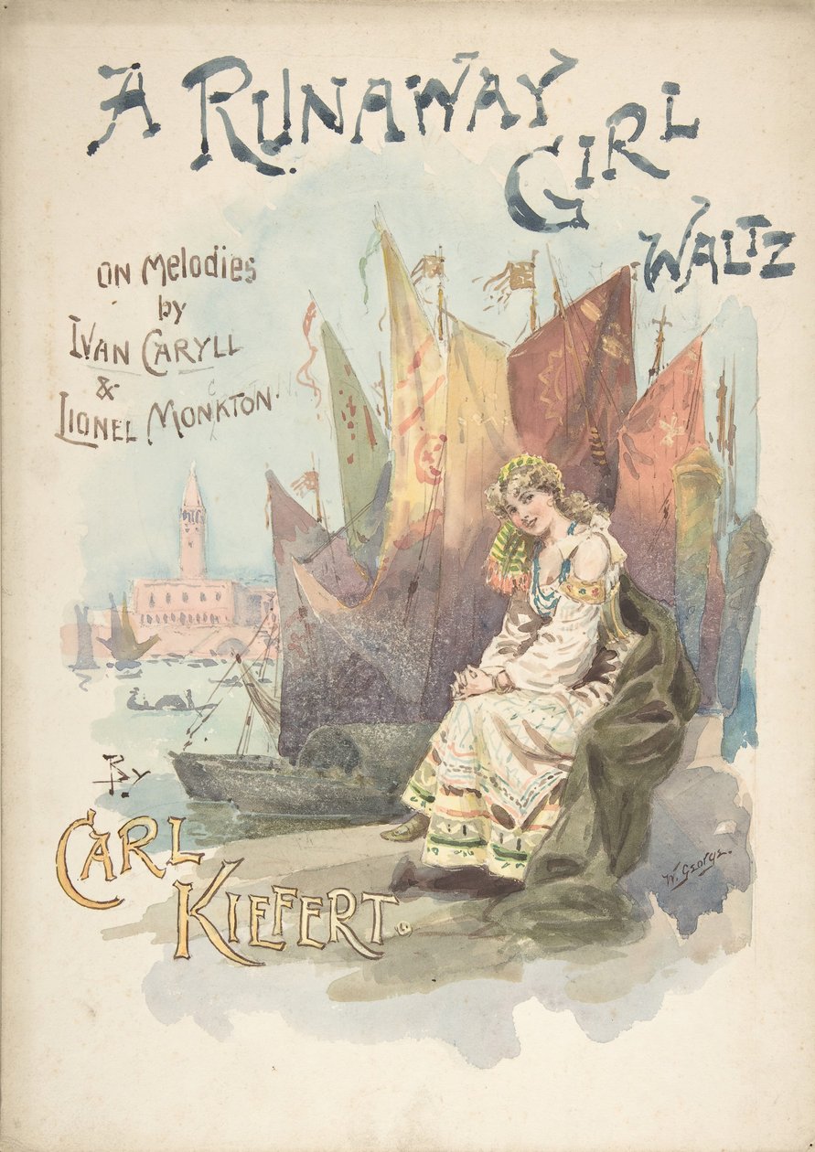Návrh hudebního obalu: A Runaway Girl Waltz, 1898. od W. George