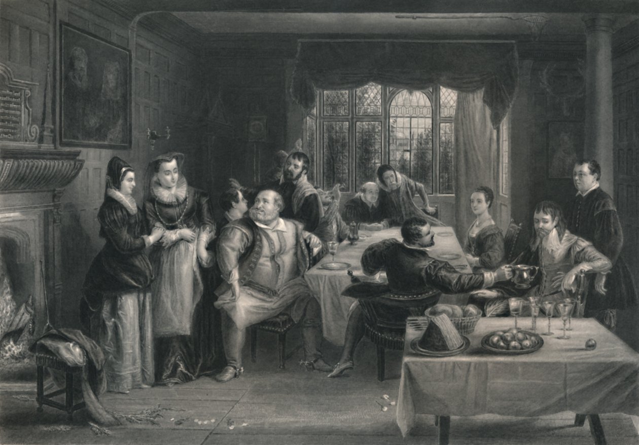 Falstaff a jeho přátelé Veselé paničky z Windsoru, c1870 od W. Greatbatch