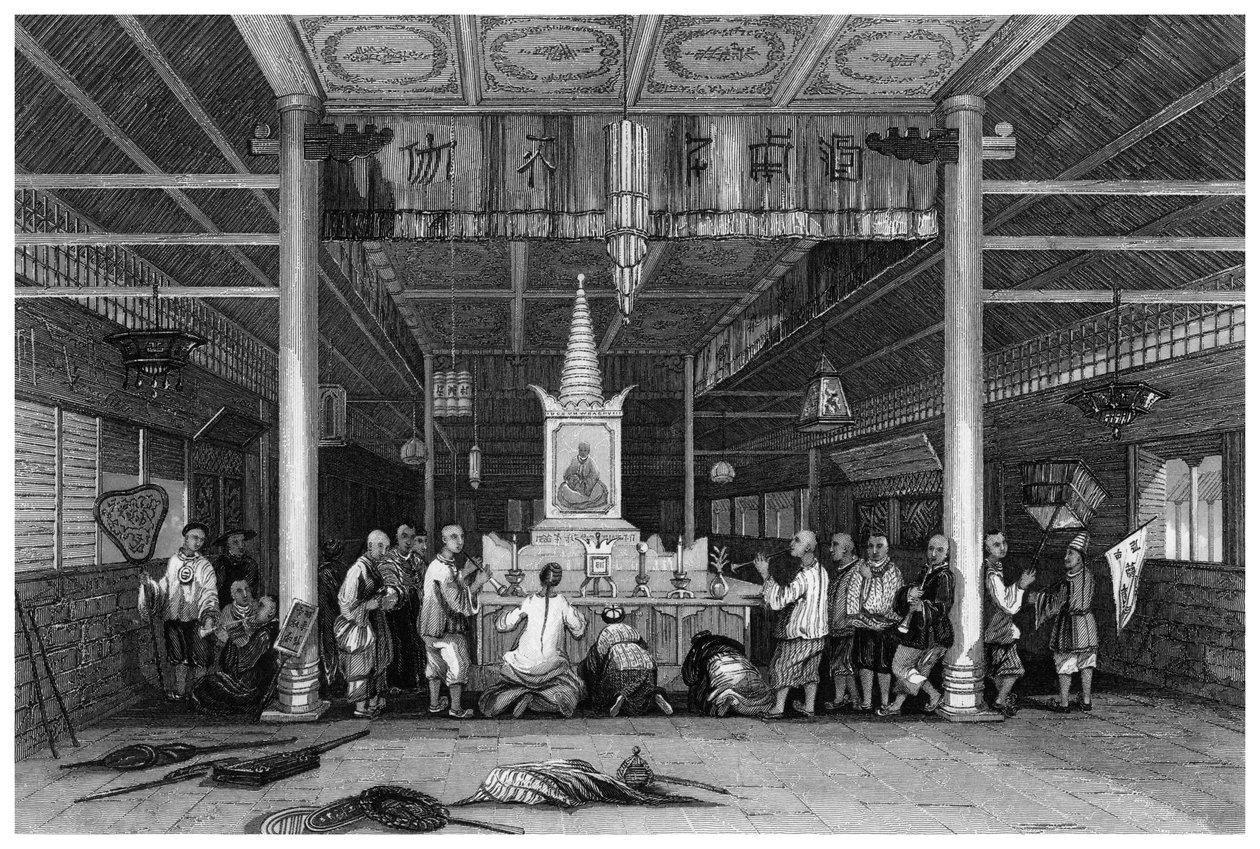 Buddhův chrám, Kanton, Čína, 1843 od W. H. Capone