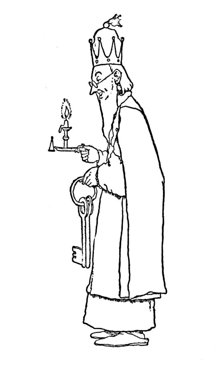 Sám starý král to vyšel otevřít, c1930 od William Heath Robinson