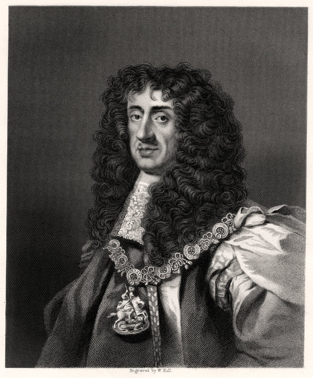 Karel II., král Velké Británie a Irska, 19. století. od W. Holl