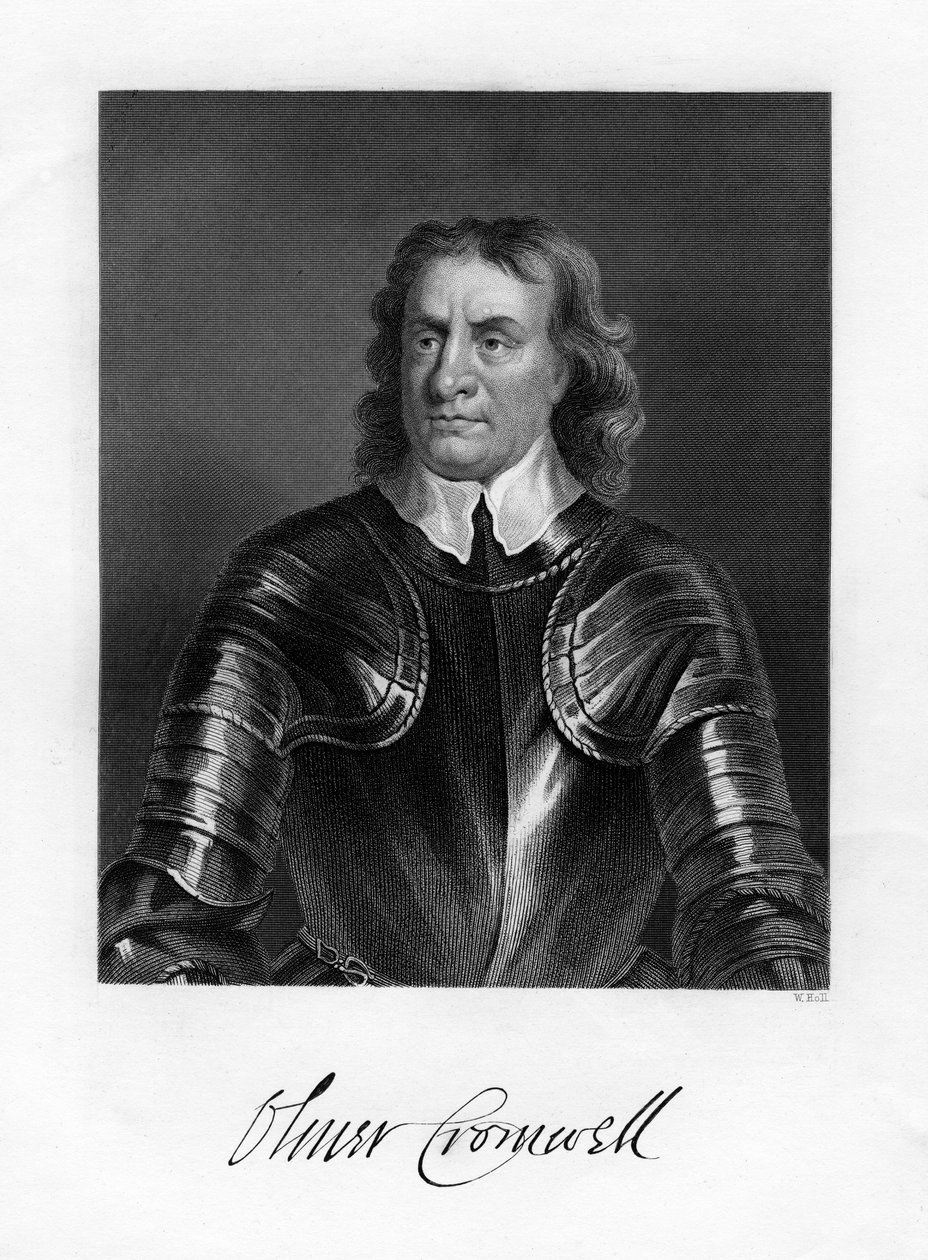 Oliver Cromwell, anglický voják a státník, 19. století od W. Holl