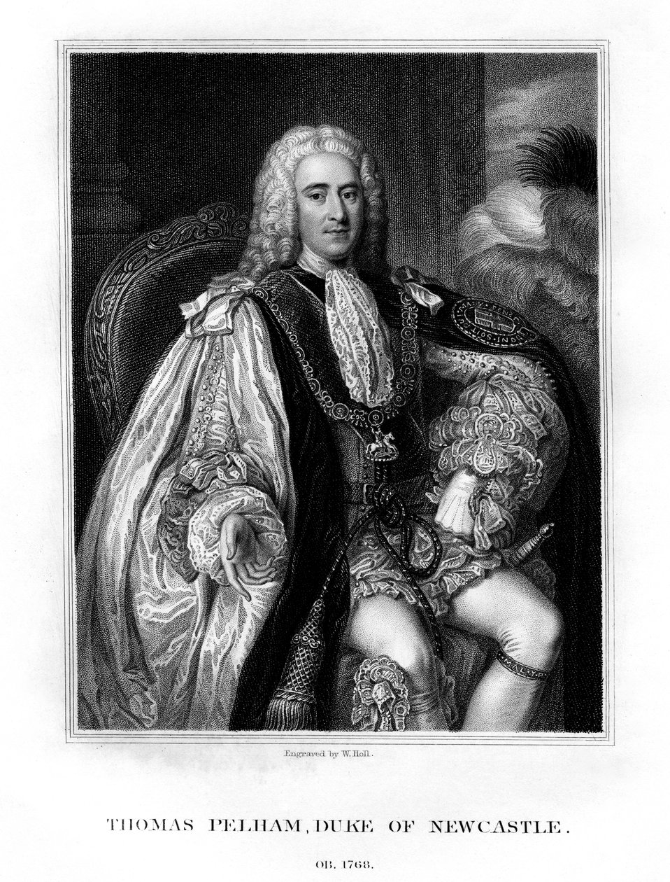 Thomas Pelham-Holles, 1. vévoda z Newcastle-upon-Tyne, britský whigský státník, 1831. od W. Holl