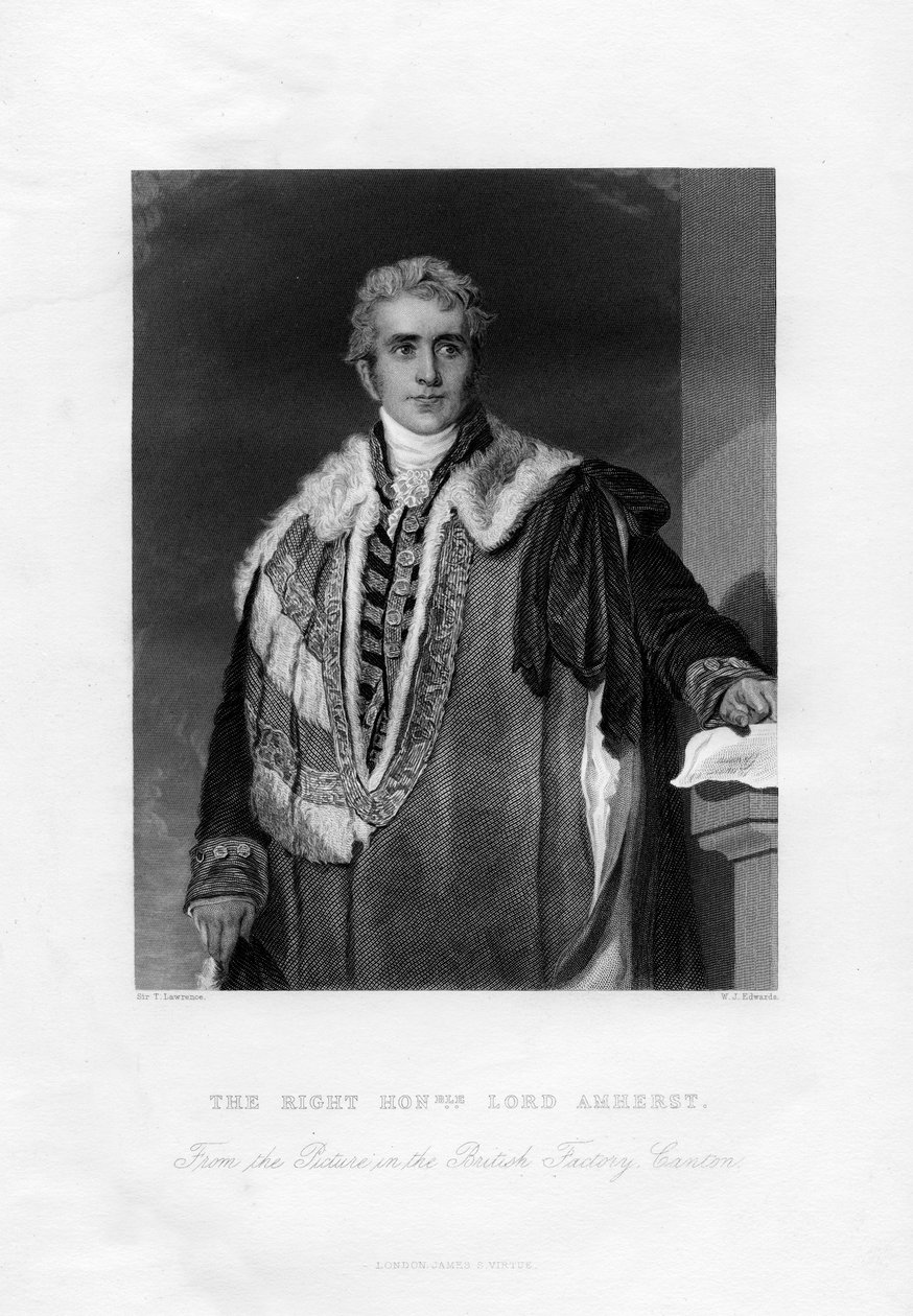 William Pitt Amherst, 1. hrabě Amherst, generální guvernér Indie, 19. století. od W. J. Edwards
