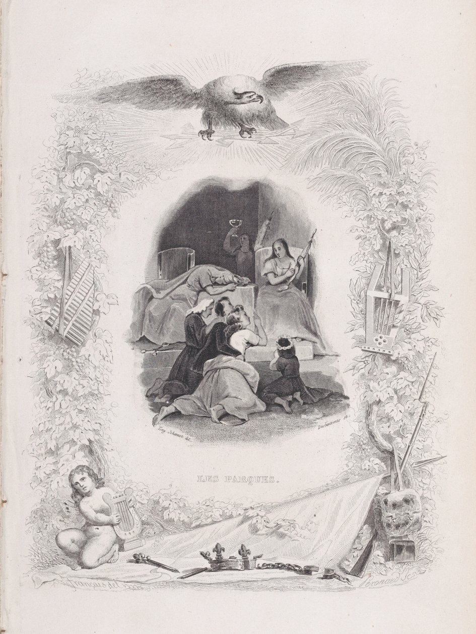 The Fates, from The Songs of Béranger, 1829. Tvůrci: W. J. J. Déshauvents, Melchior Péronard. od W. J. J. Déshauvents, Melchior Péronard