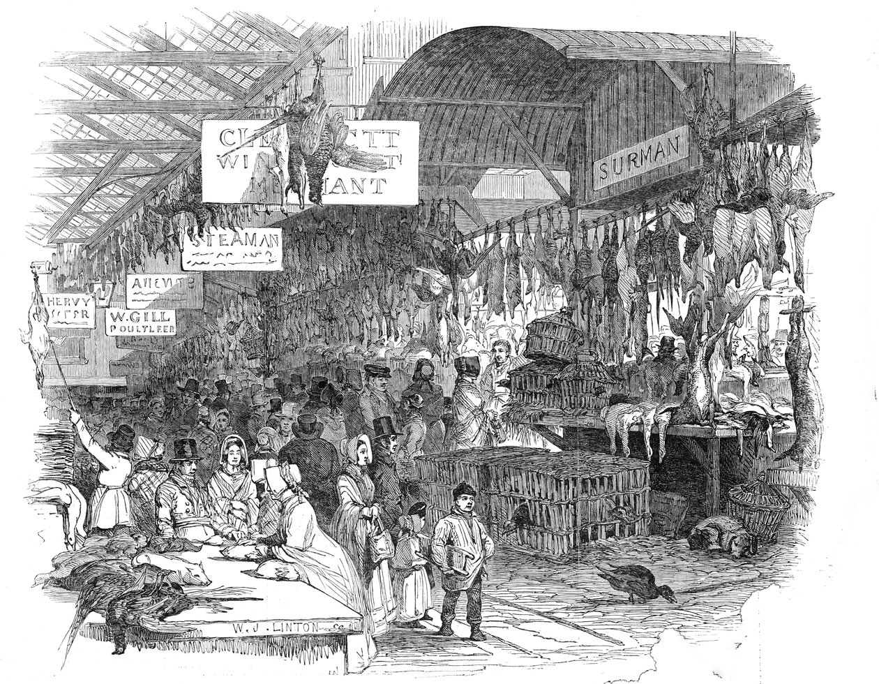 Leadenhall Market, na Štědrý den, 1845. od W. J. Linton