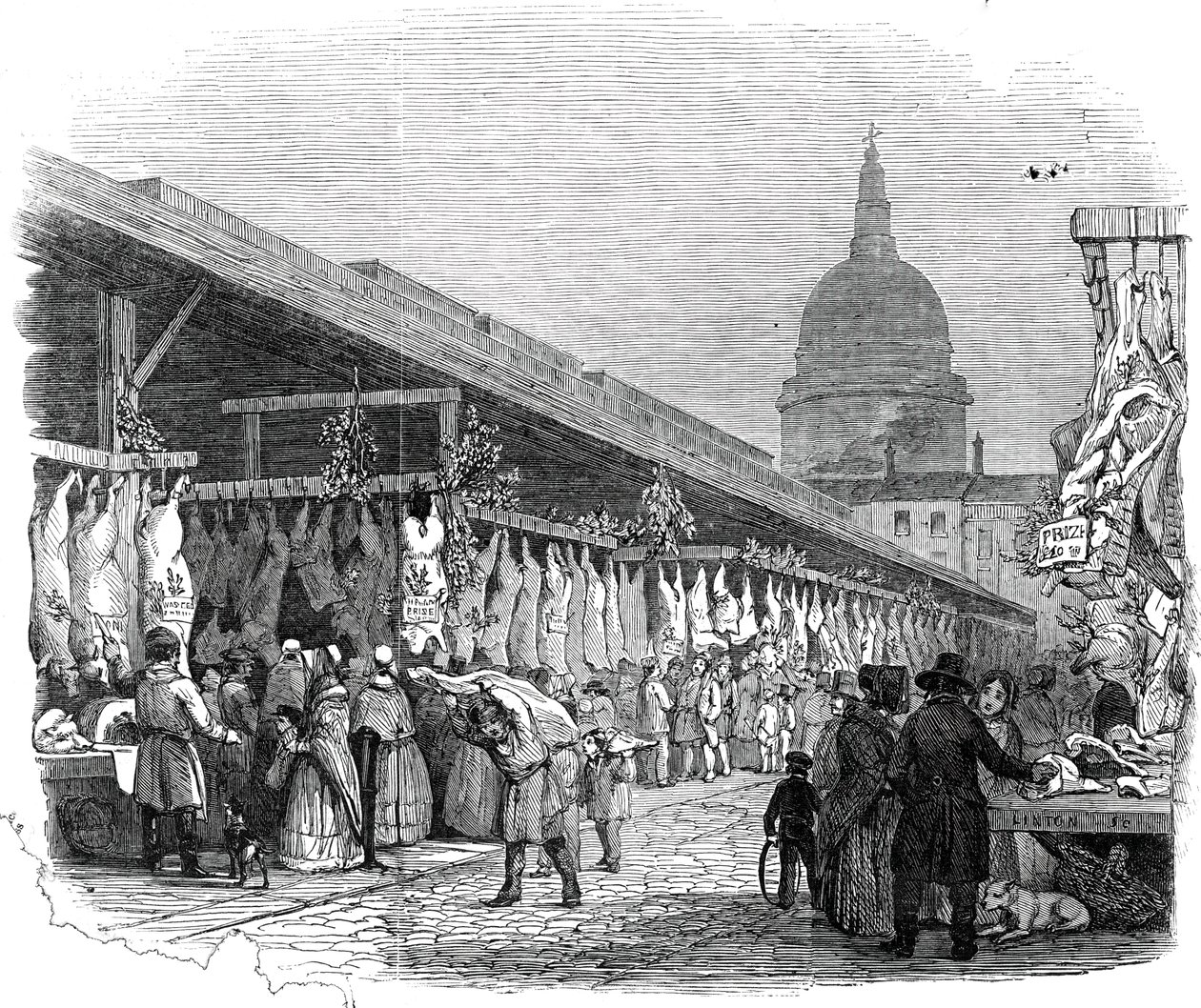 Newgate Market, na Štědrý den, 1845. od W. J. Linton