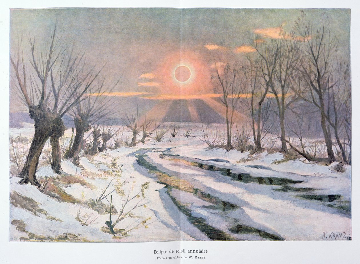 Prstencové zatmění slunce, ilustrace z 