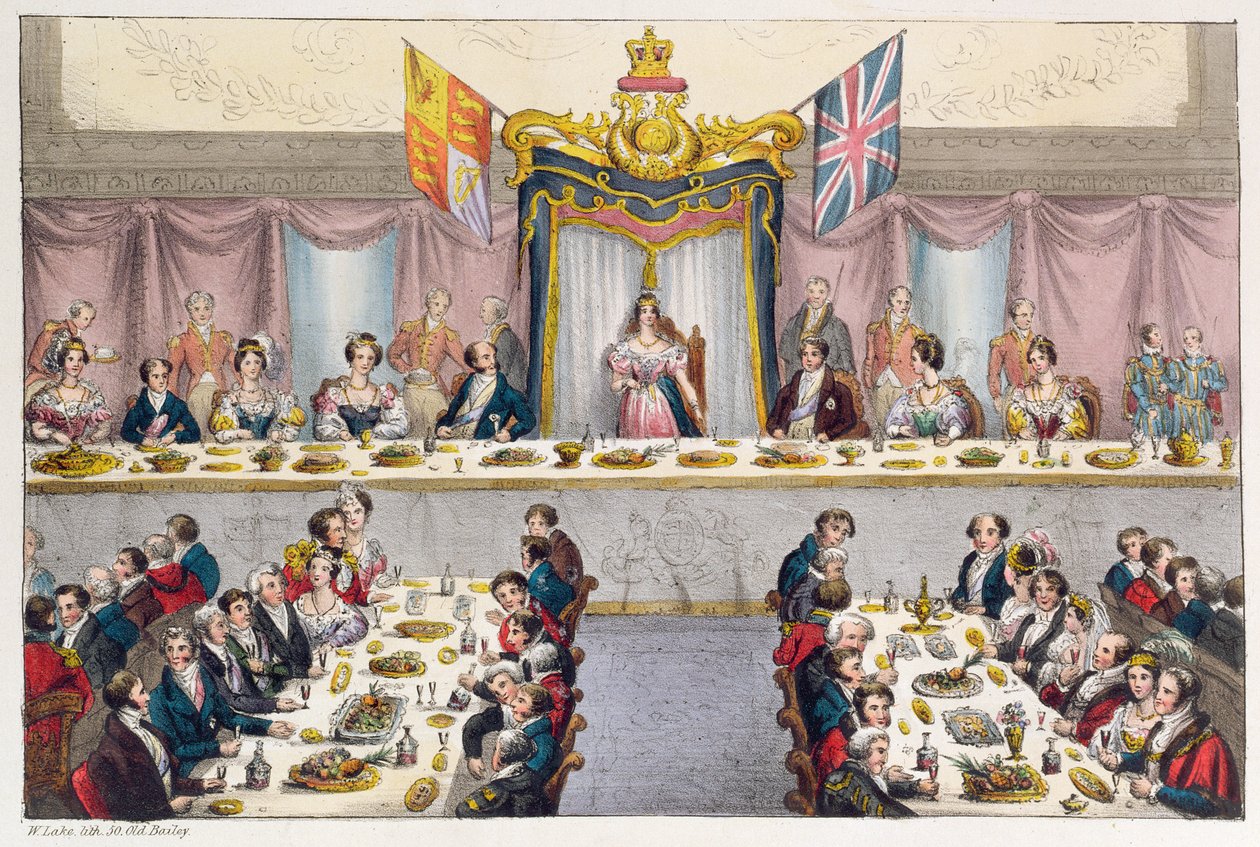 Queen Victoria (1819-1901) Drinking Health of the Citizens of London na Guildhall Banquet, 1837 od W. Lake