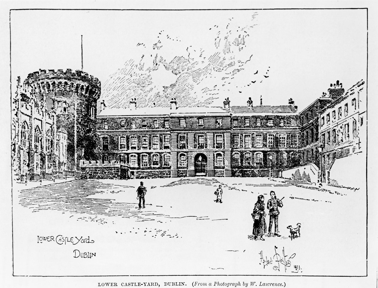 Lower Castle Yard, Dublin, vyryl Herbert Railton (1857-1910) od W. Lawrence