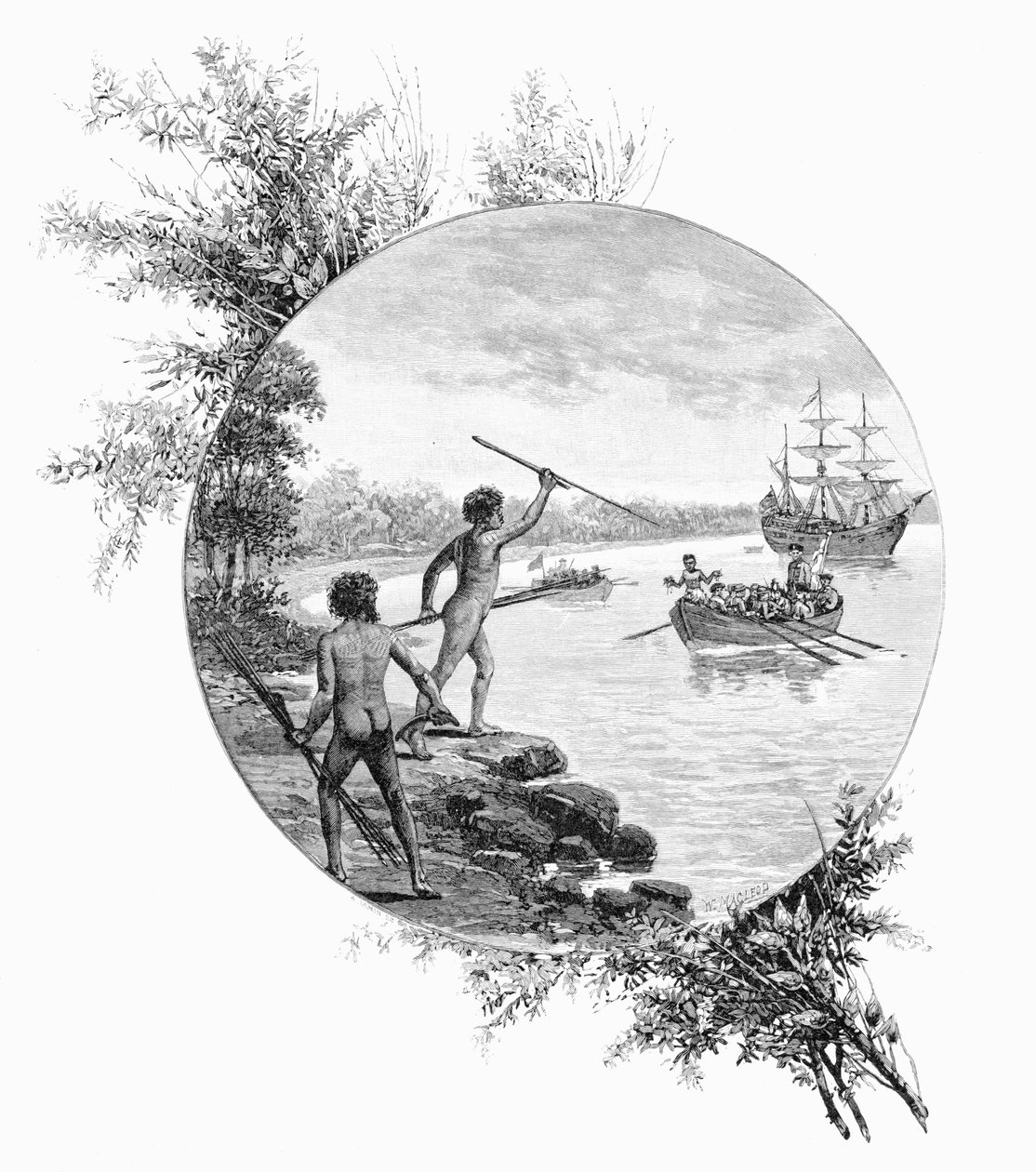 Domorodci proti vylodění kapitána Cookse, Austrálie, 1770 1886. od W. Macleod