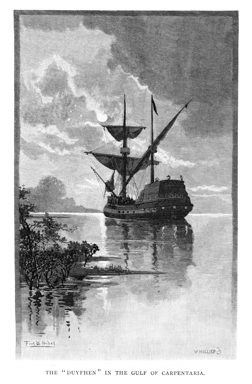Duyfken v zálivu Carpentaria, Austrálie, 1606 1886. od W. Mollier