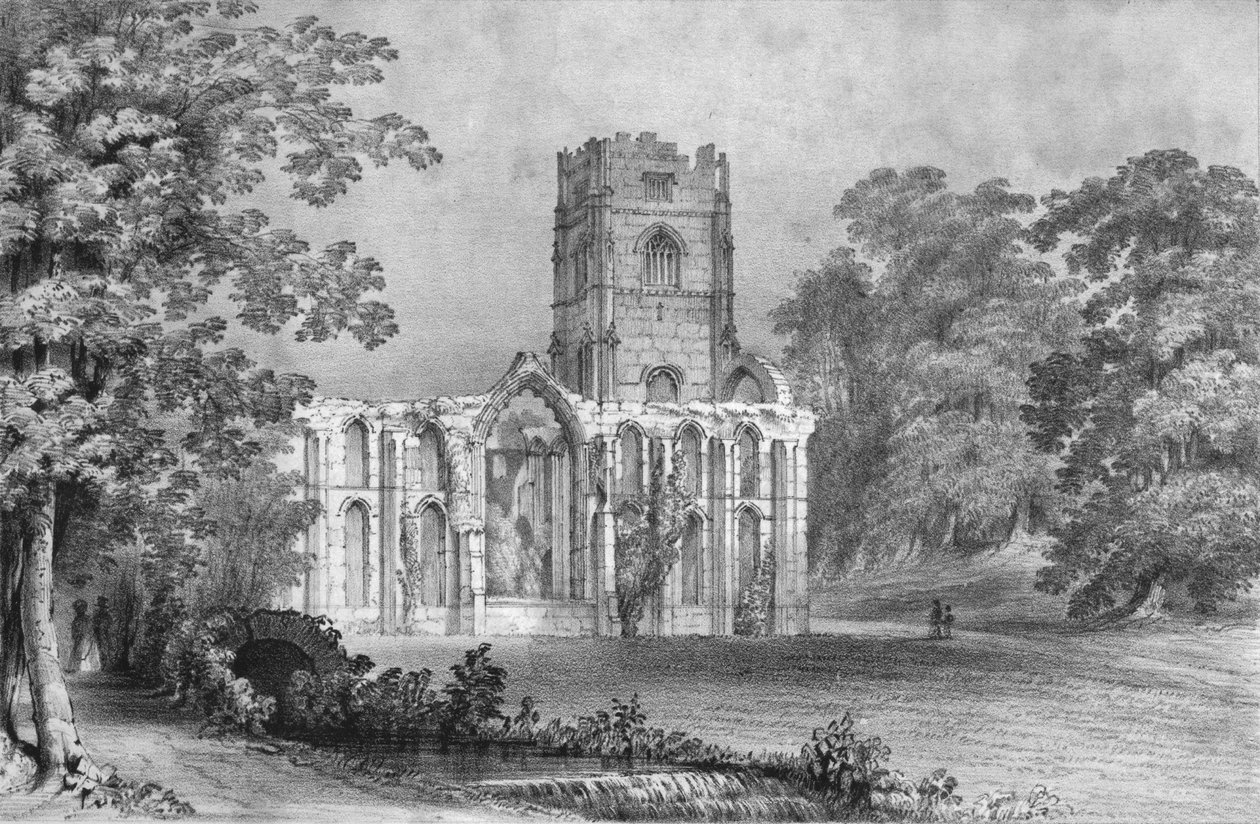 Fountains Abbey, 1840 od W Monkhouse
