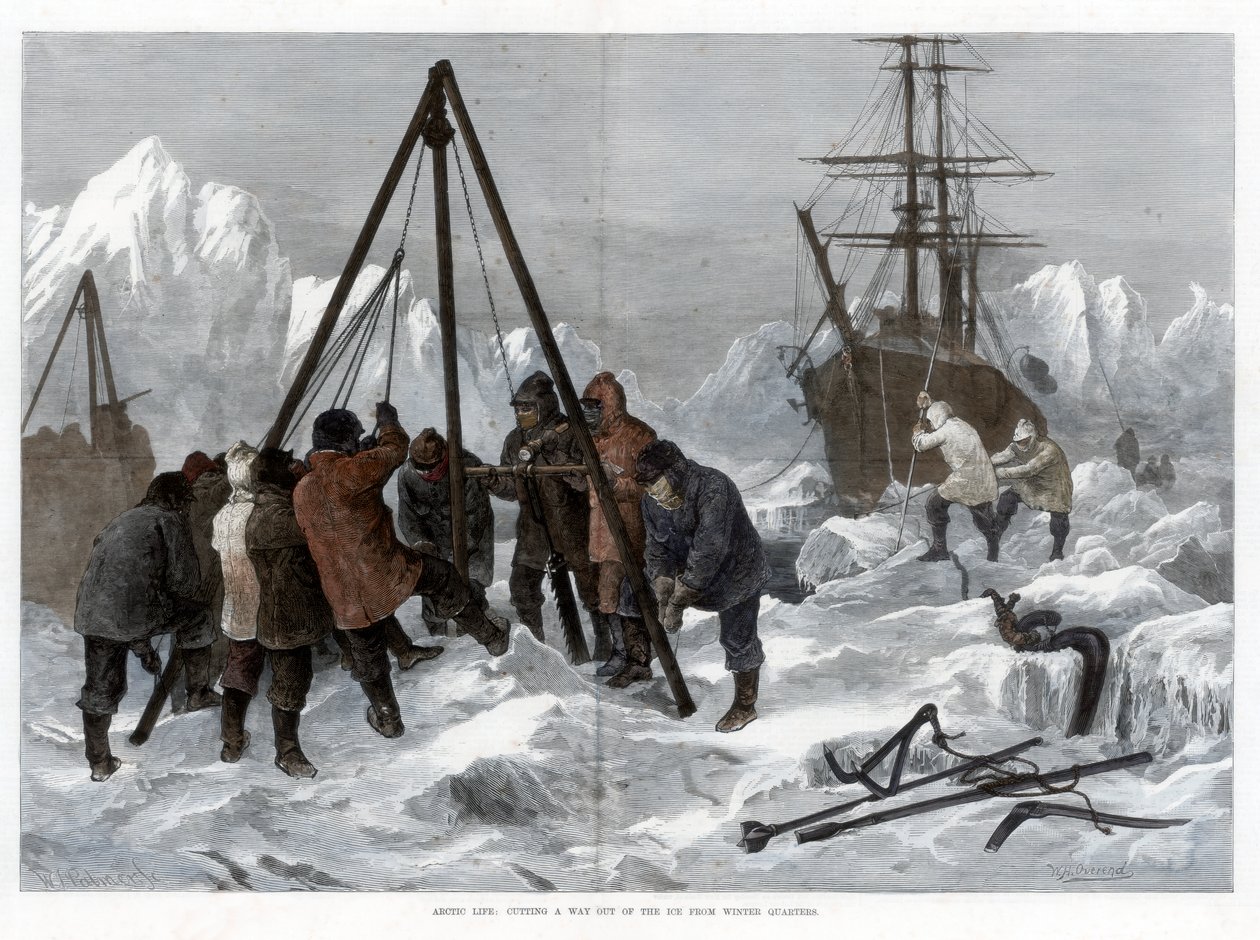 Arctic Life, Cutting a Way Out of the Ice from Winter Quarters, 1875 od W. Palmer