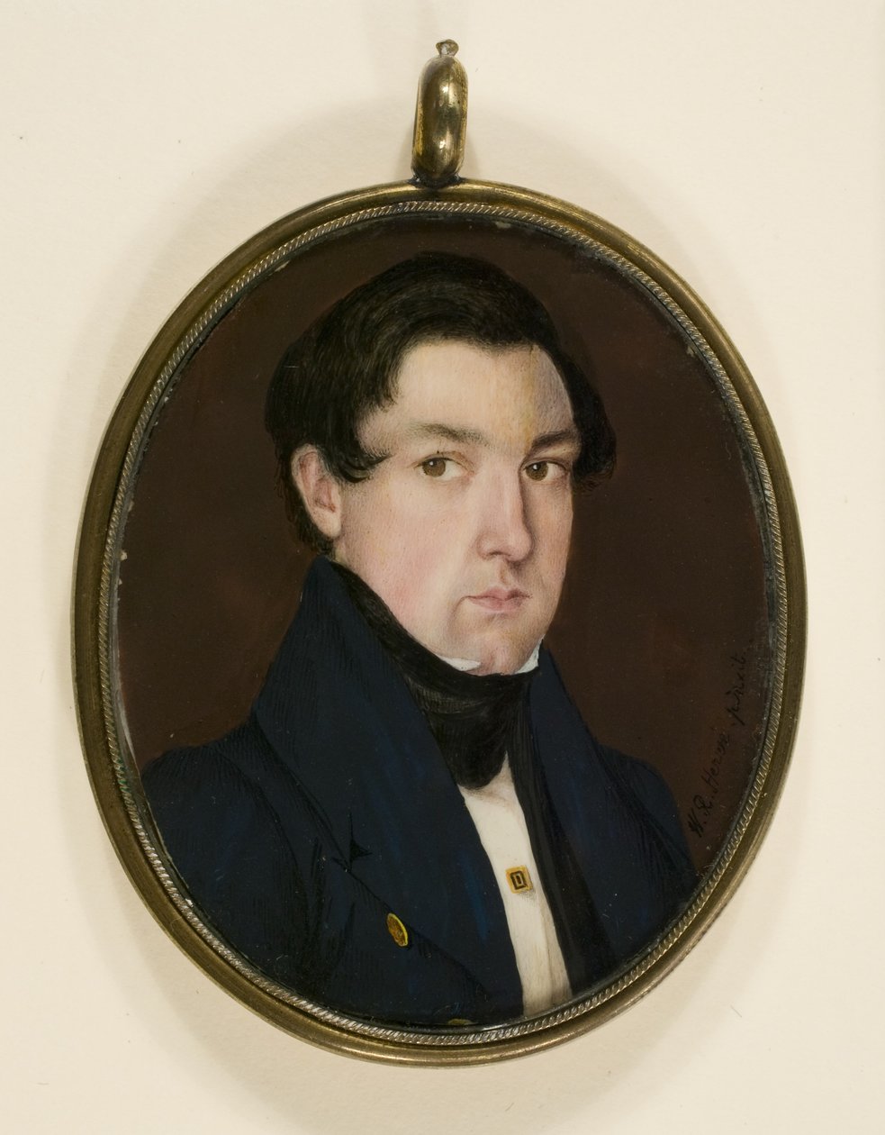 Miniaturní portrét Ebenezer White, kolem roku 1837 (akvarel na slonovině, kůži, slitině mědi a skle) od W. R. Herve