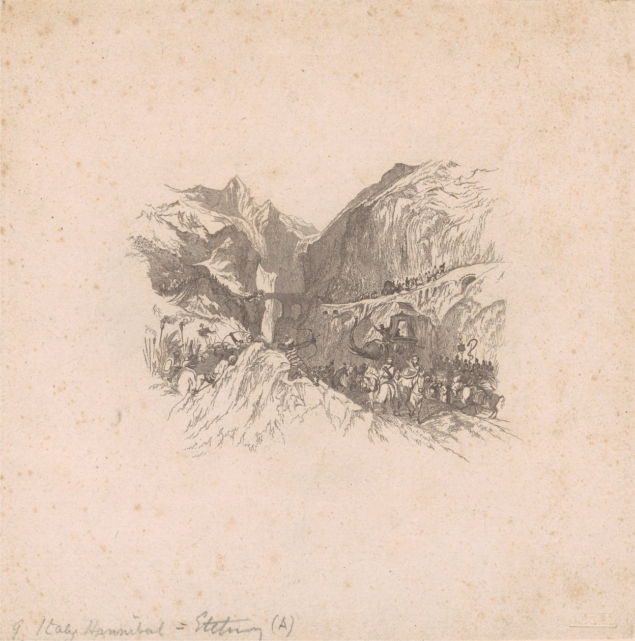 Hannibal projíždějící Alpami (viněty) od W. R. Smith