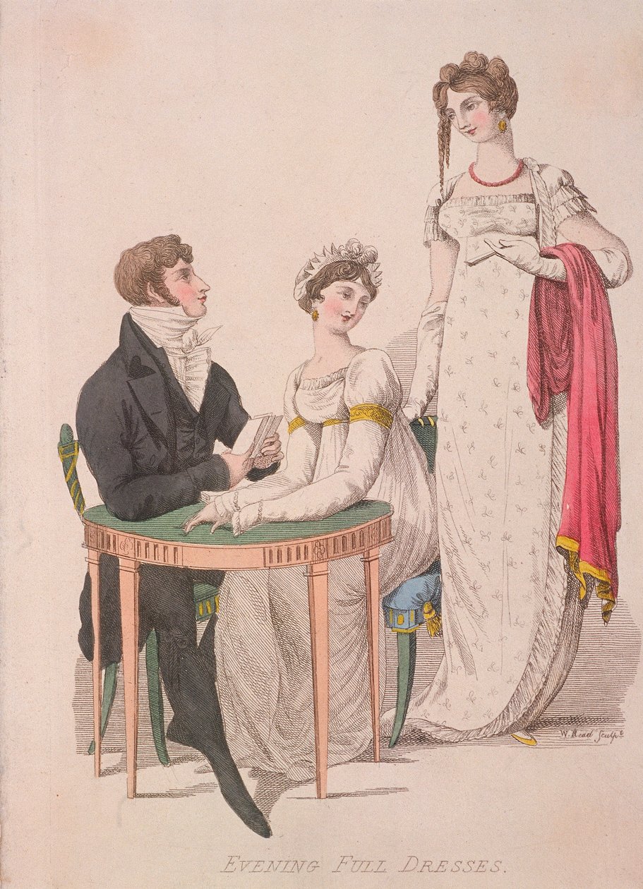 Dvě ženy a muž v celovečerních šatech, c1810 od W Read
