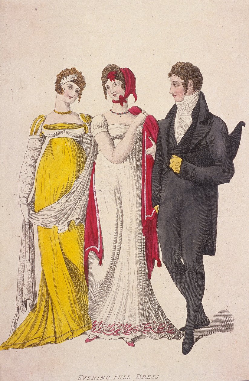 Dvě ženy a muž v celovečerních šatech, c1810 od W Read