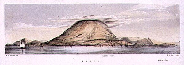 Pohled na Charlestown na ostrově Nevis, Západní Indie, vyrytý Henry C. Trery (fl.1849-54), c.1849 (barevné litho) od W. S. (after) Andrews