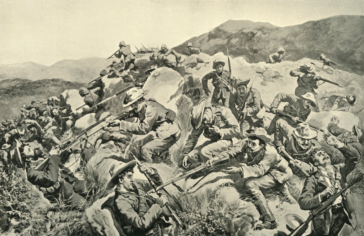 „S generálem Frenchem: Novozélanďané zachraňují hlídku Yorkshire Regiment“, 1900. od W Small