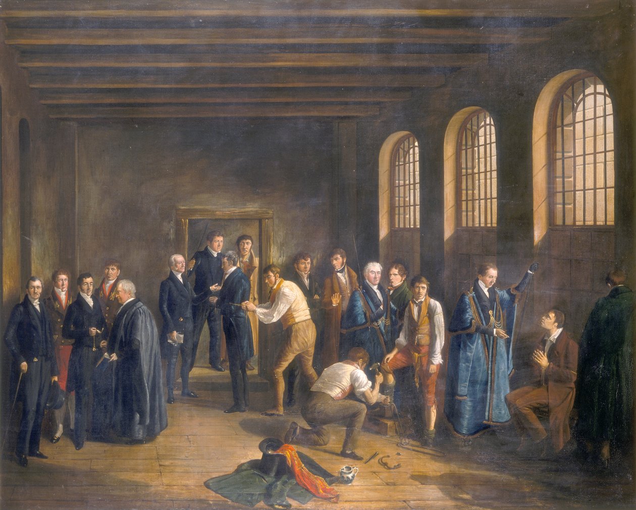 „...vězení Newgate ráno po popravě Henryho Fauntleroye“, 1828 od W Thomson