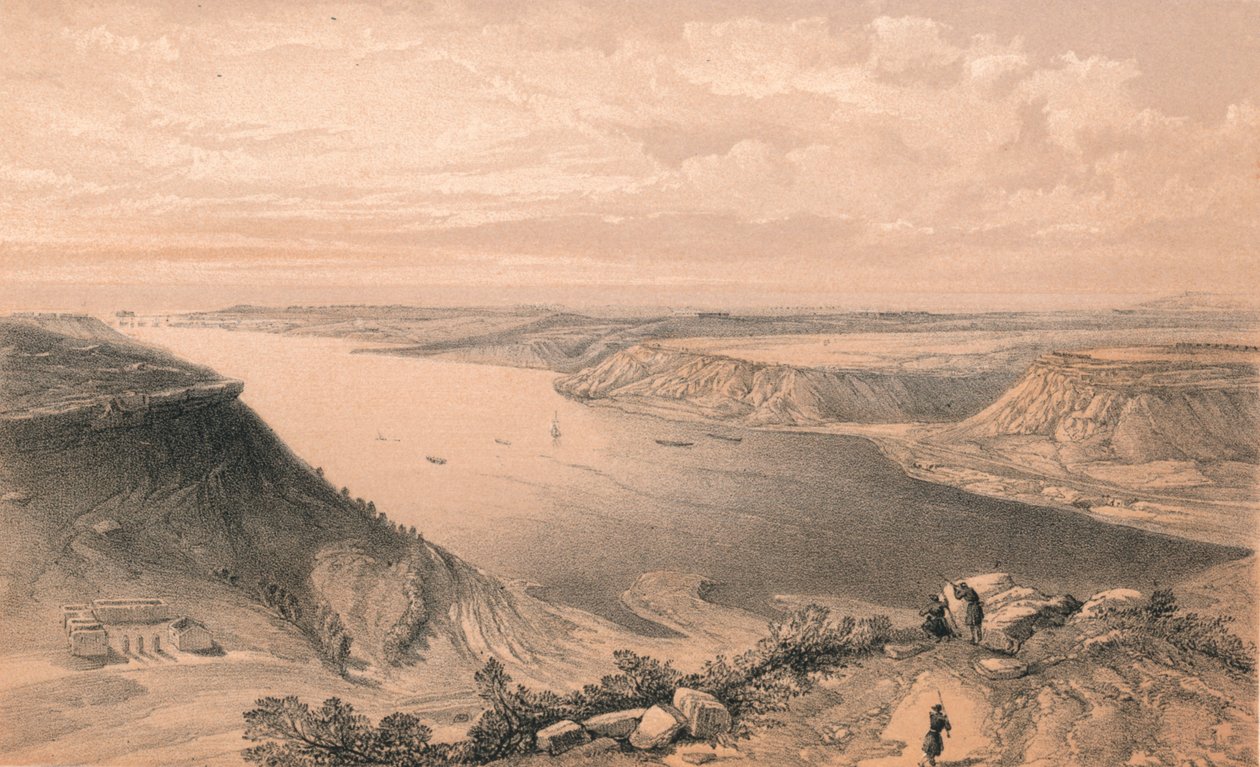 „Severní strana přístavu Sebastopol, z vrcholu přístavu“, 1856 od W Trask