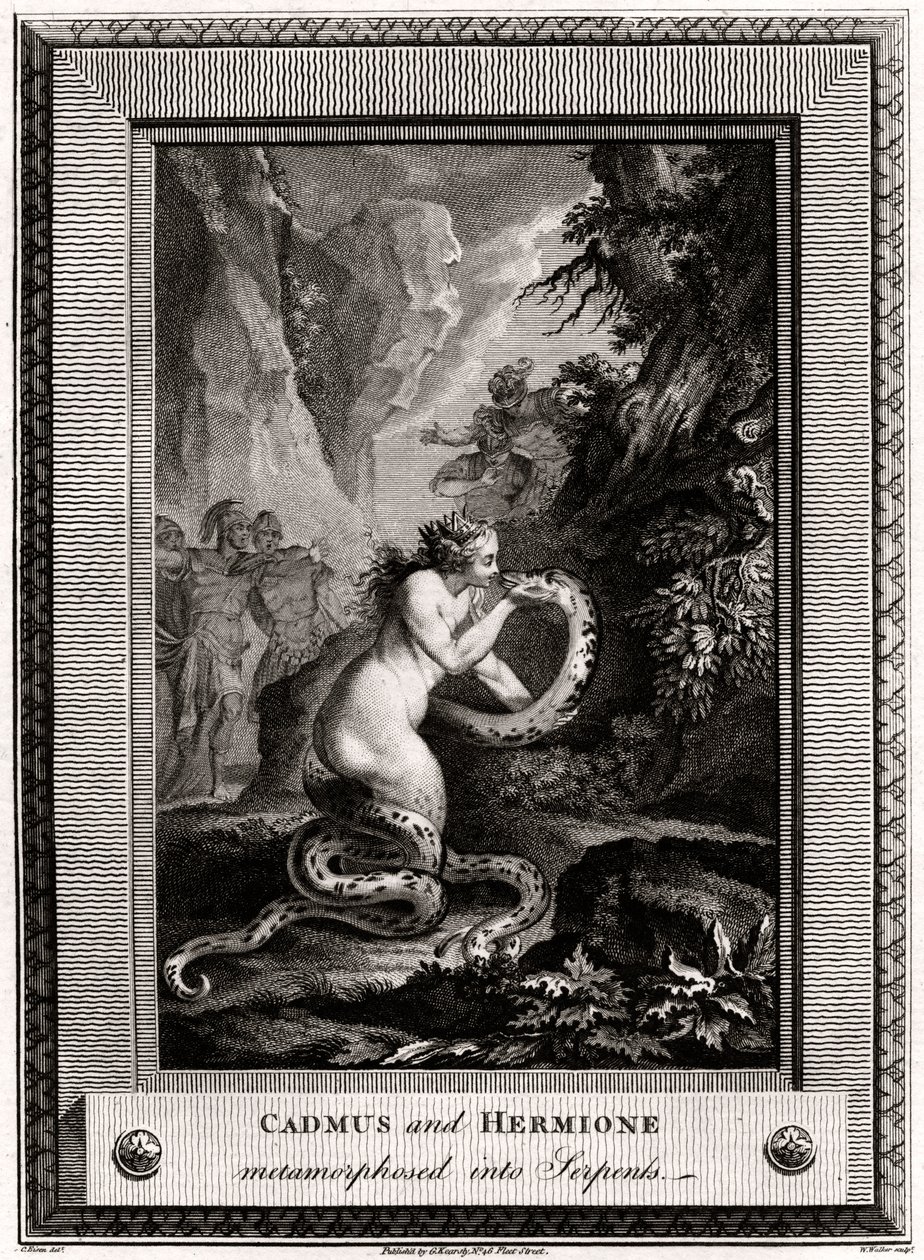 Cadmus a Hermiona, proměněni v Hady, 1776 od W. Walker