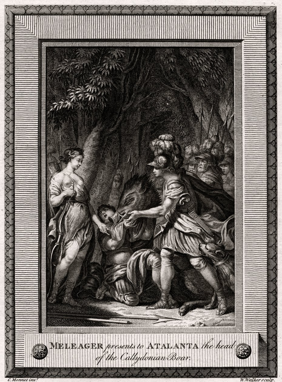 Meleager daruje Atalantě hlavu kance Callydonského, 1774 od W. Walker